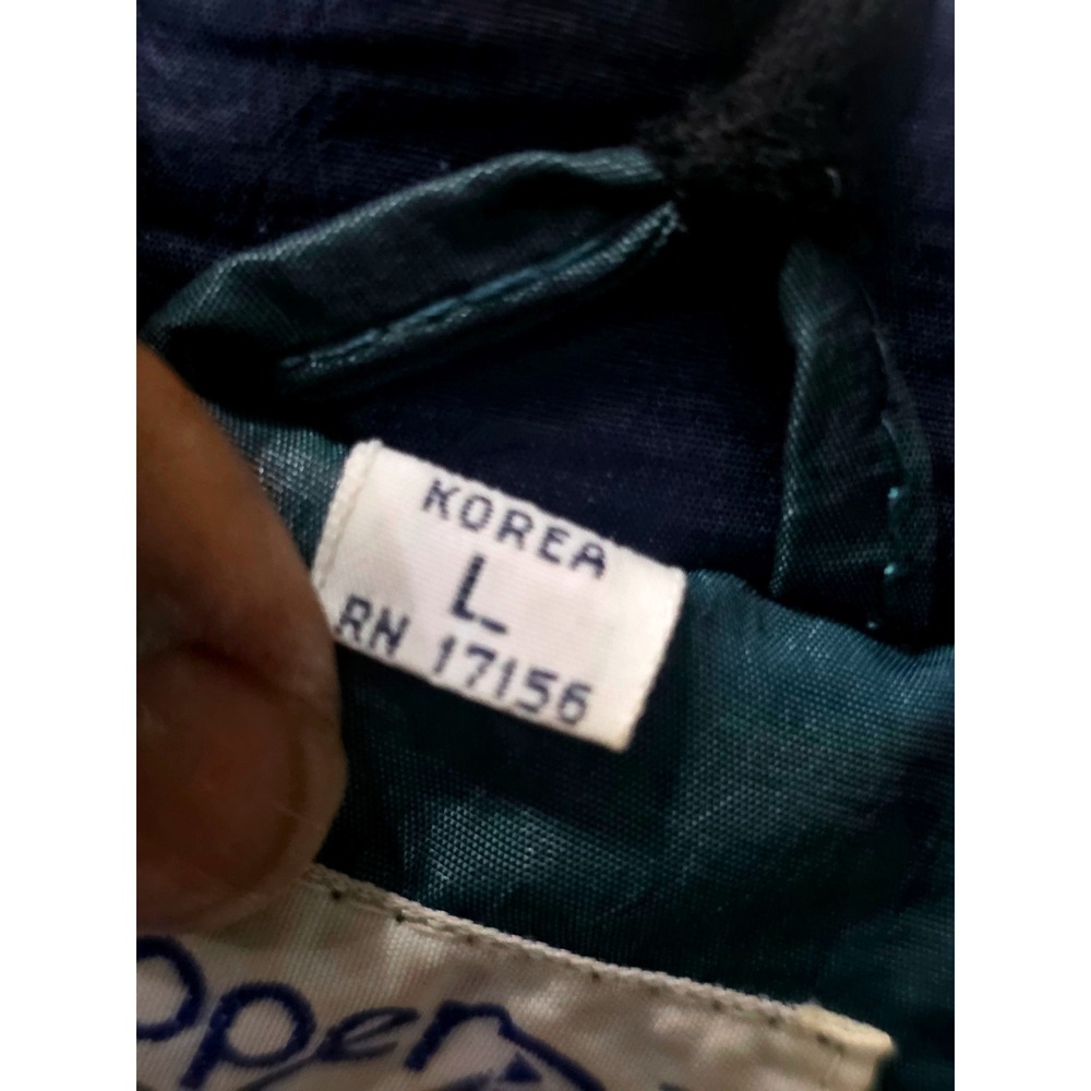 Vintage Clipper Bay Womens Large Colorblock Floral Puffer Jacket Teal Navy 90s - Picture 6 of 10
